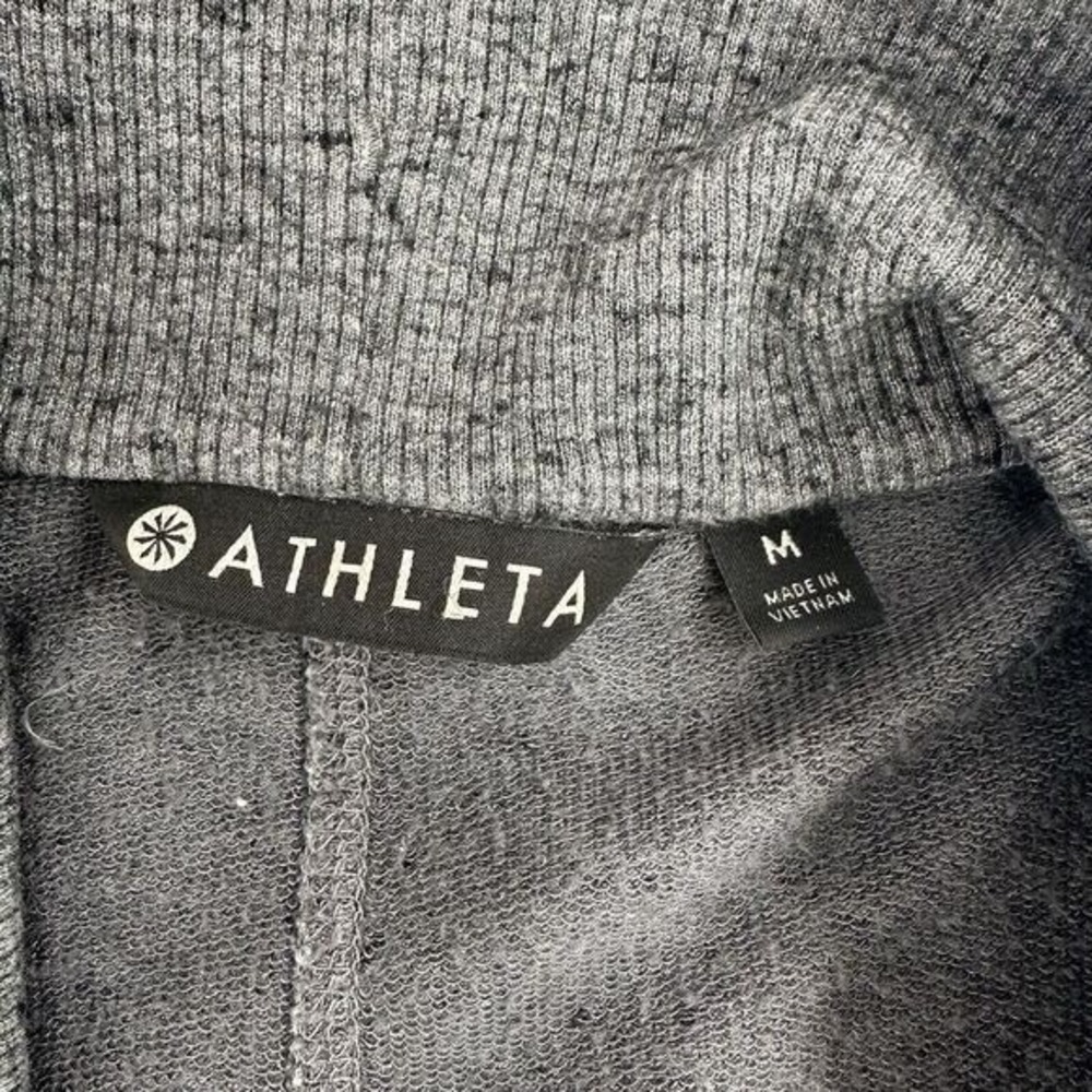 Athleta Medium Pranayama Wrap Cardigan Gray Heather Open Front Thumbhole Pockets - Picture 6 of 9
